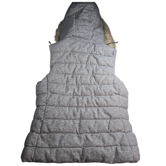 Banana Republic Heather Gray Vest with Faux Fur Hood Size XS - Picture 3 of 10